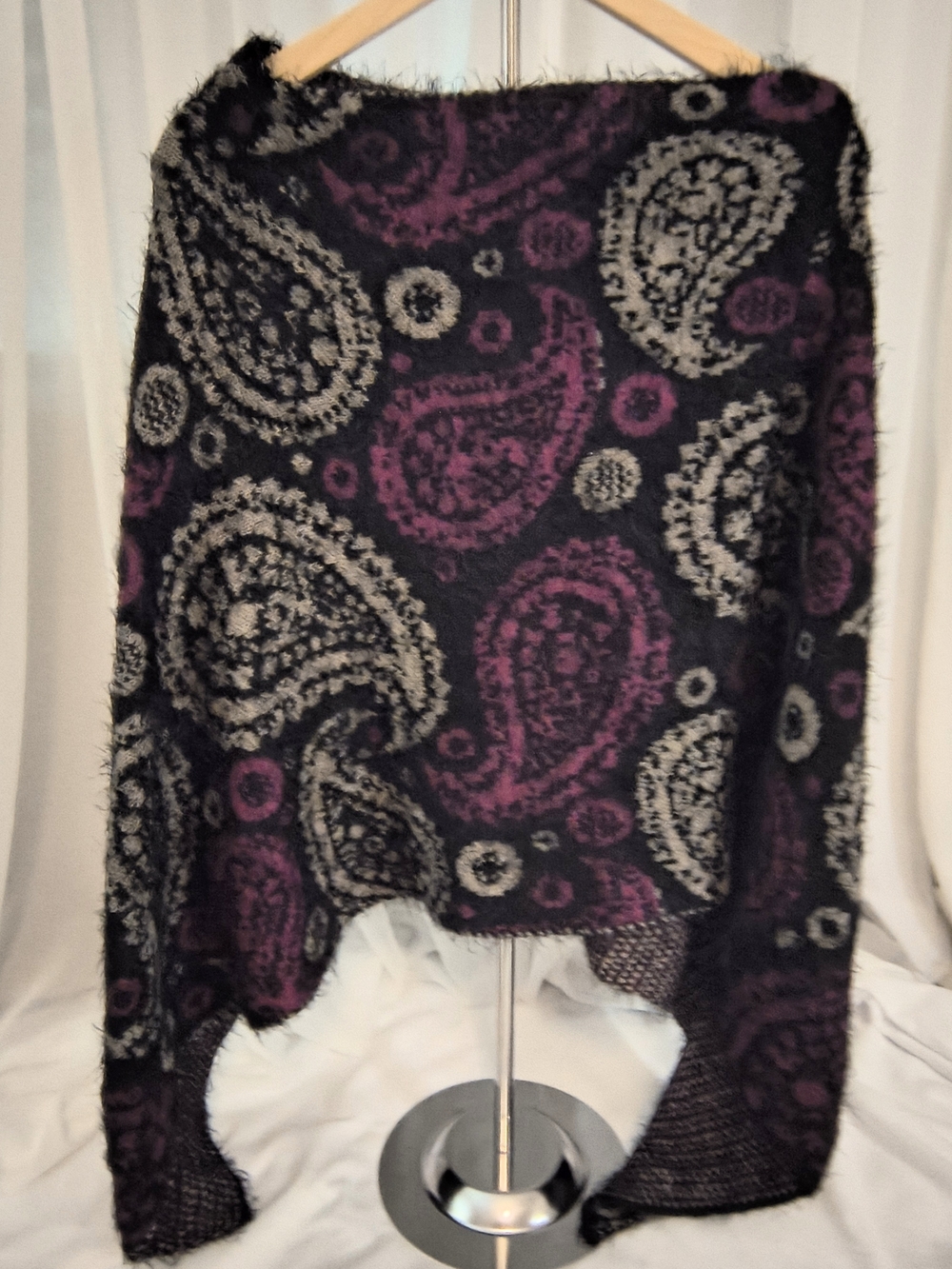Cozy Paisley Fuzzy Poncho- One Size